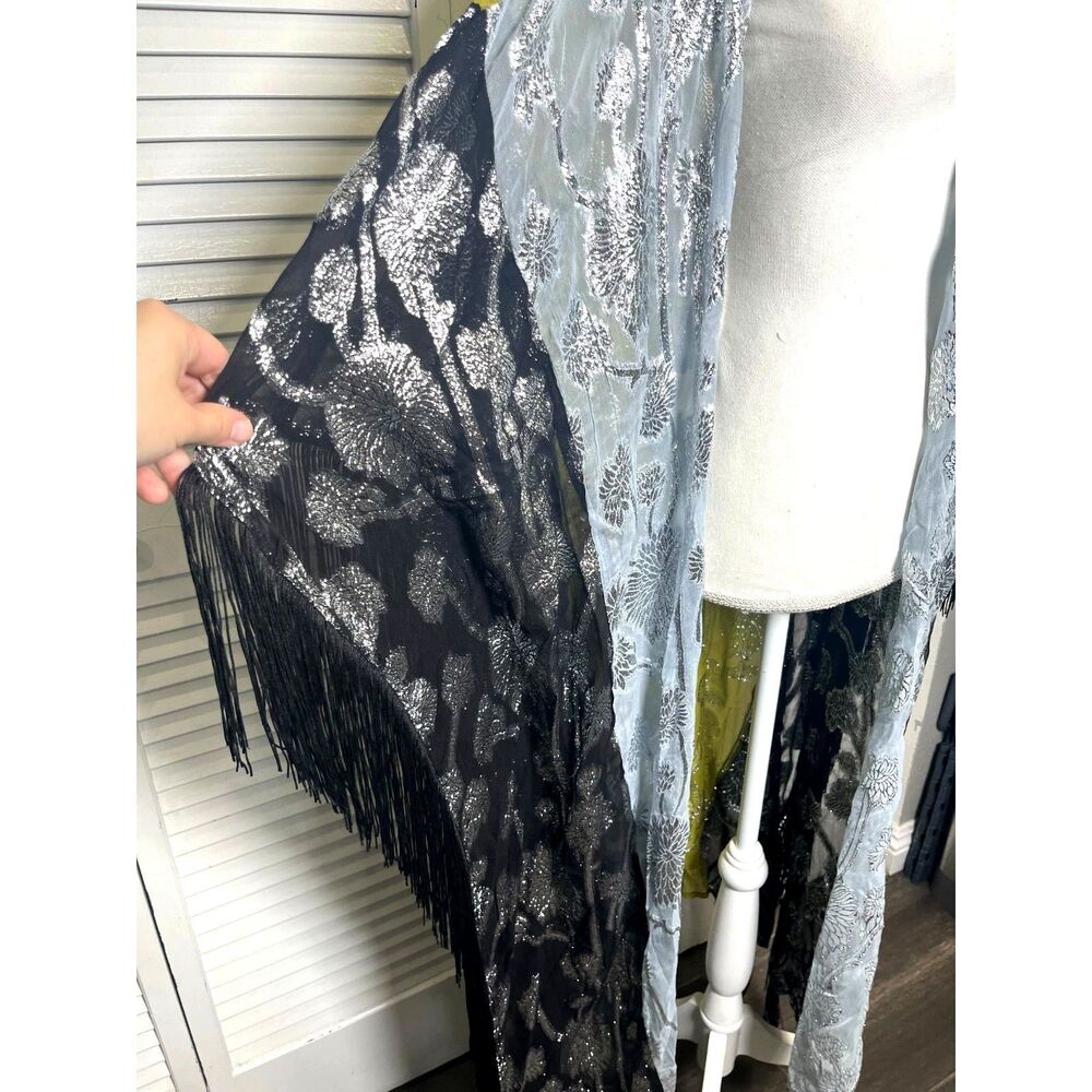 FREE PEOPLE FLORENCE KIMONO STEVIE NICKS STYLE! One Size Metallic NWT Very Rare! - Picture 8 of 9